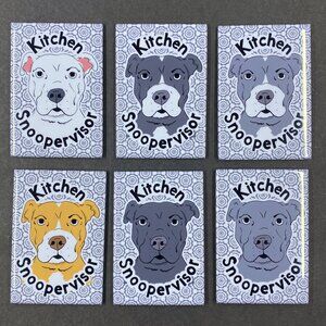 Pit Bull Terrier Magnet, "Kitchen Snoopervisor", Cartoon Art Gift 2x3"